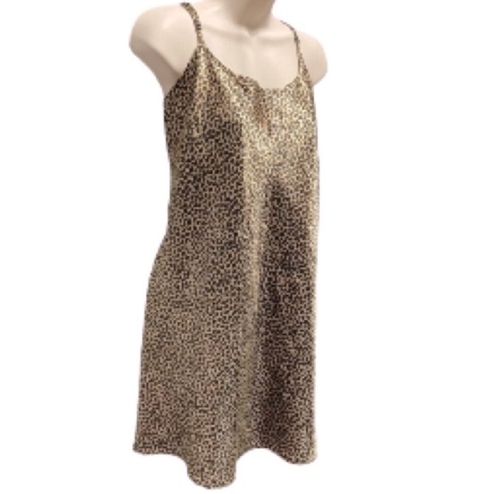 CHEETAH Leopard Print Chemise Intimates Nightgown Dress Brown Black Womens XL